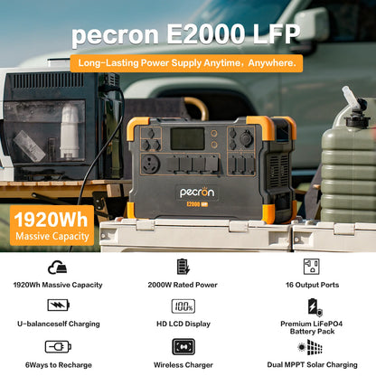 PECRON E2000LFP Expandable Portable Power Station 2000W 1920Wh